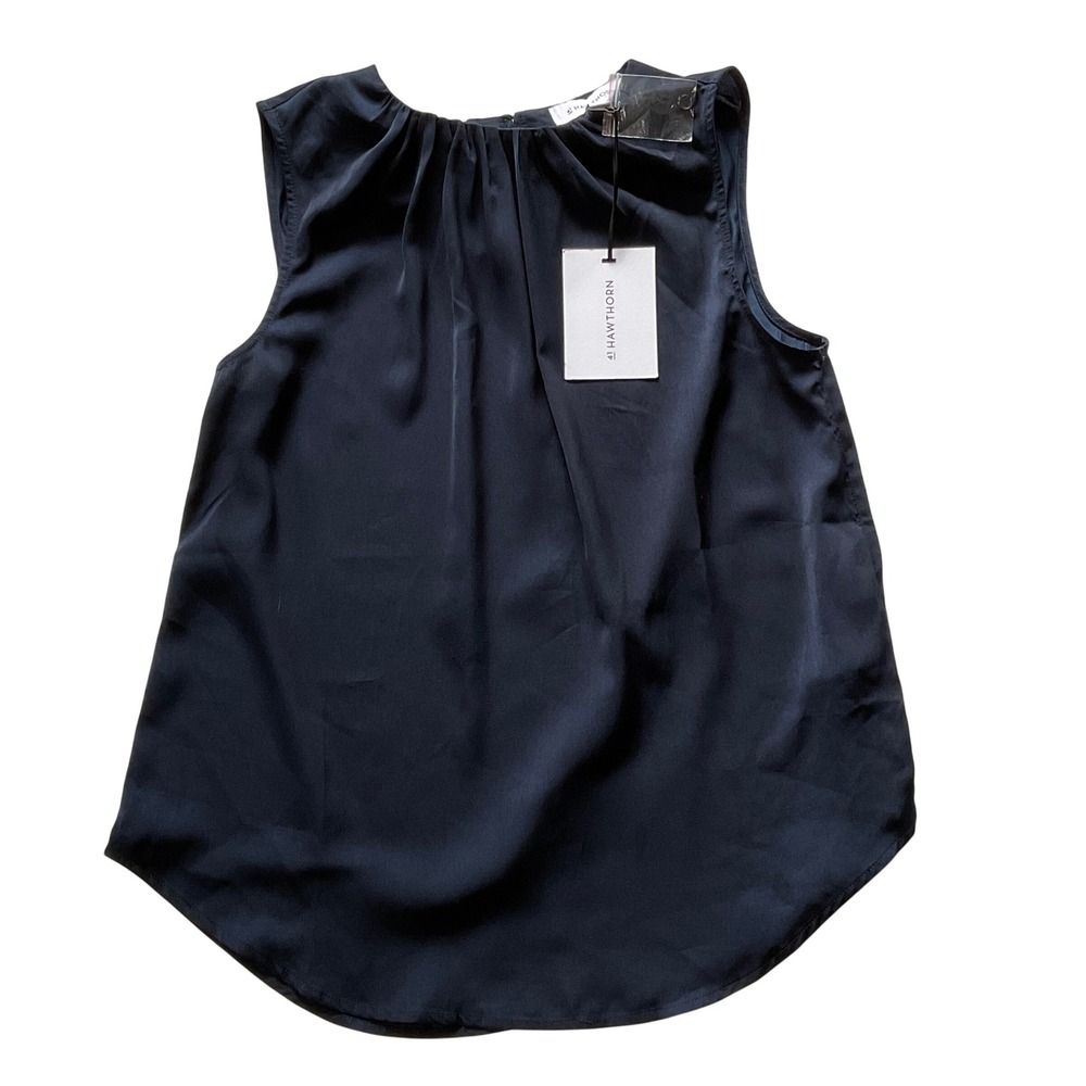 41 HAWTHORN WOMEN'S NAVY blue sleeveless blouse lightweight silky relaxed NWT M